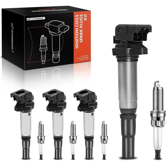 A-Premium Set of 4 Ignition Coil Pack and Iridium Spark Plugs | Compatible with Mini Cooper 2007-2013, Cooper Countryman 2011-2016, Cooper Paceman 2013-2016, 1.6L