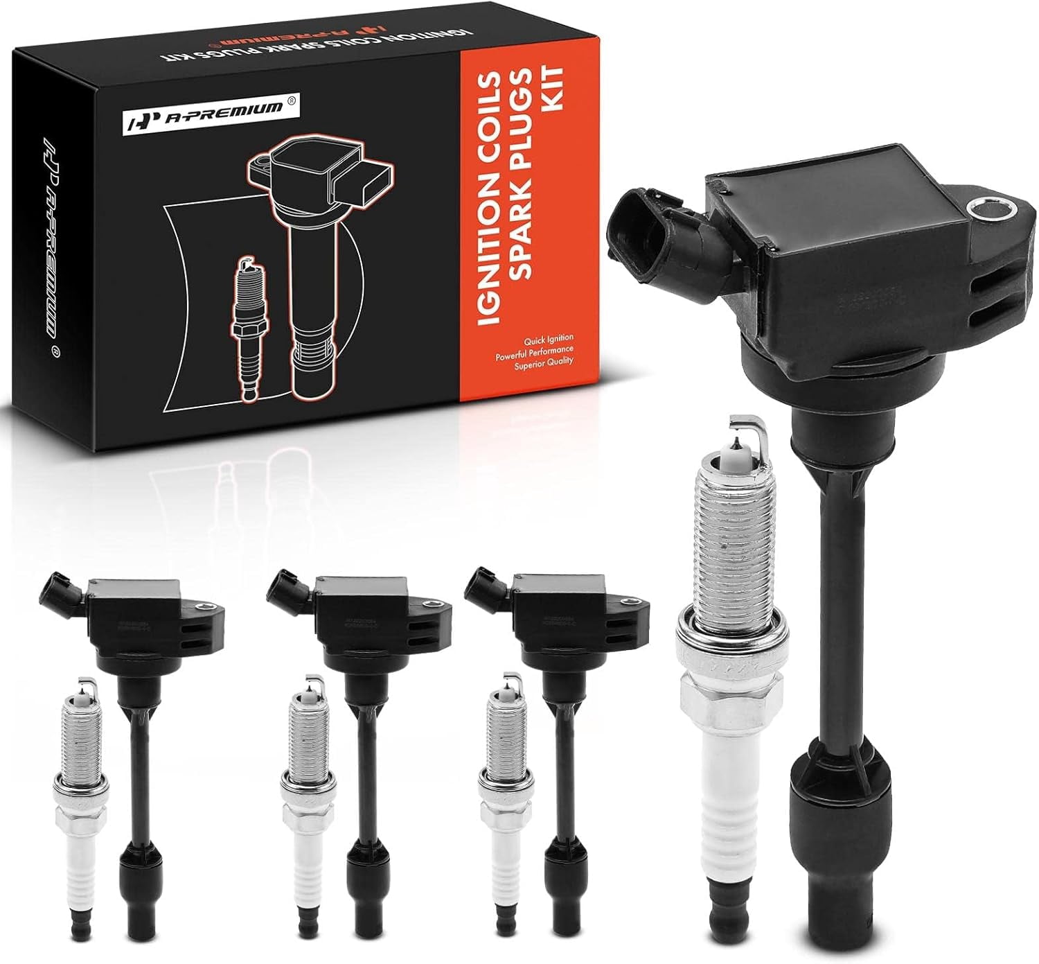 A-Premium Set of 4 Ignition Coil Pack and Iridium Spark Plugs Compatible with Toyota Camry 2018-2020 2.5L, RAV4 2019-2020 2.5L, Corolla 2020 1.8L, Replace# 90919C2009, 90919A2009