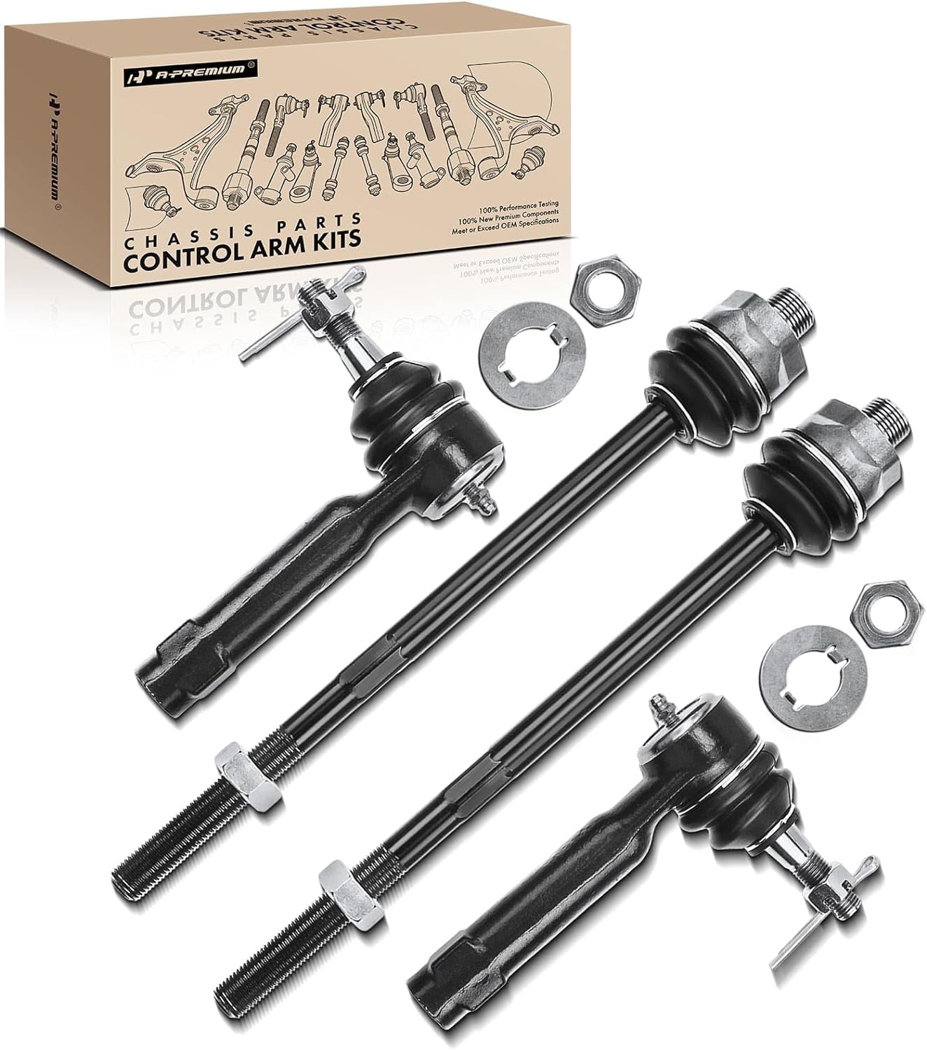 A-Premium Set of 4 Inner & Outer Tie Rod End Kit Compatible with 1999-2006 Chevy Silverado 1500 2500 Suburban 1500 2500 Avalanche Tahoe GMC Sierra Yukon XL Cadillac Escalade # ES3488 ES3493