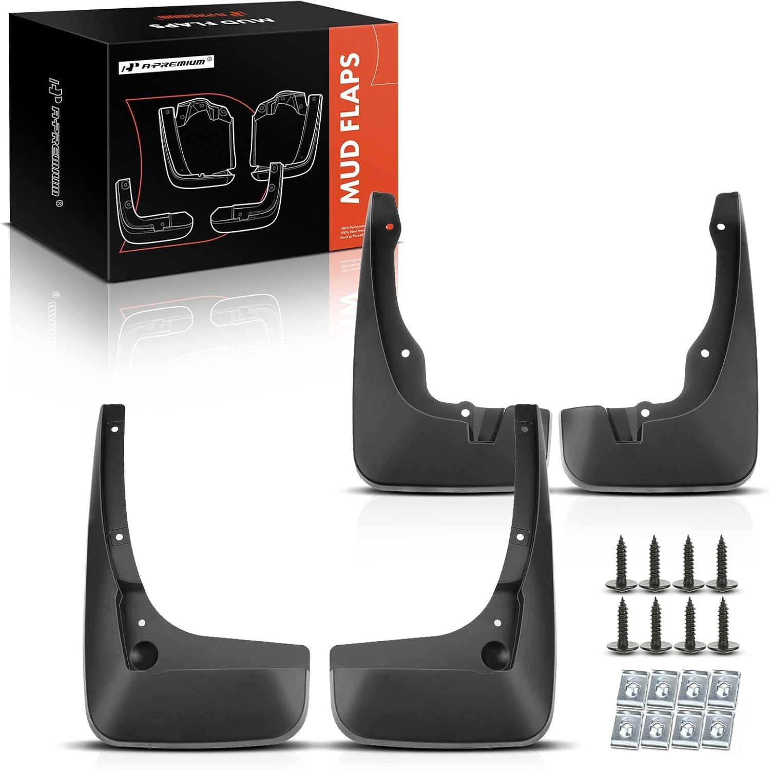 A-Premium Set of 4PCS Mud Flaps Splash Guards Mudguards Mudflaps with Hardware Accessories Compatible with Toyota Prius, 2004-2009, Hatchback, 1.5L, Black, Front and Rear (Driver & Passenger Sides)
