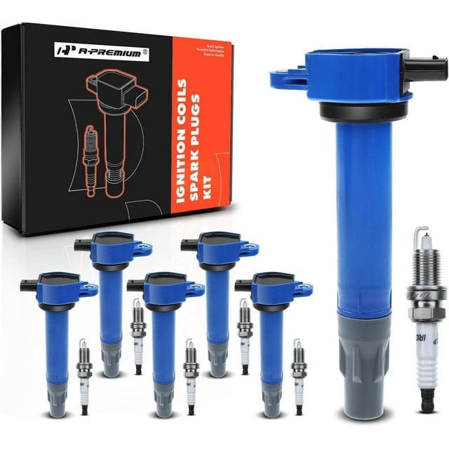 APremium Set of 6 (Blue) Ignition Coil Pack Iridium Spark Plug