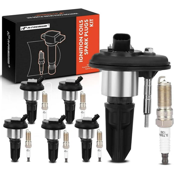 A-Premium Set of 6 Ignition Coil Pack and Iridium Spark Plugs Compatible with Chevy Trailblazer Colorado GMC Canyon Envoy XL XUV Isuzu Ascender Oldsmobile Bravada 4.2L 3.5L 2.8L, Replace# UF-303, 5019