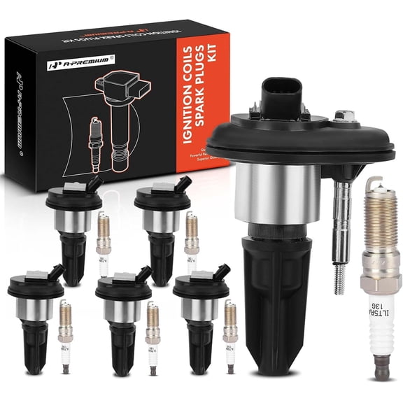 A-Premium Ignition Coil Pack and Iridium Spark Plugs | Compatible with Chevy Trailblazer Colorado GMC Canyon Envoy XL XUV Isuzu Ascender Oldsmobile Bravada 4.2L 3.5L 2.8L, Set of 6