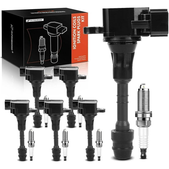 A-Premium Set of 6 Ignition Coil Pack and Iridium Spark Plugs Compatible with Infiniti G35 2003-2007, M35 2006-2008, FX35 2003-2008 & Nissan 350Z 2003-2006, 3.5L, Replace# 22448-AL615, NGK6240
