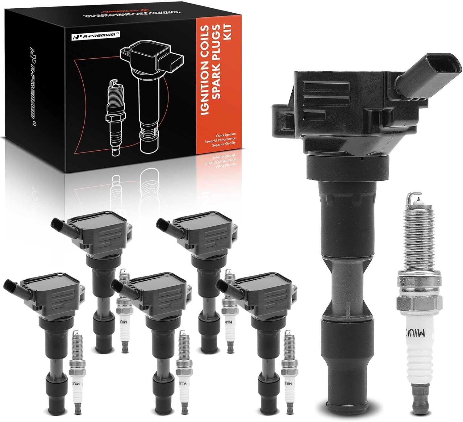 A-Premium Set of 6 Ignition Coil Pack and Iridium Spark Plugs Compatible with Kia Sedona 2018-2020, Telluride 2020, Cadenza 2016-2020, Sorento 2018-2020 & Hyundai Palisade 2020 & Genesis G80 2017-2020
