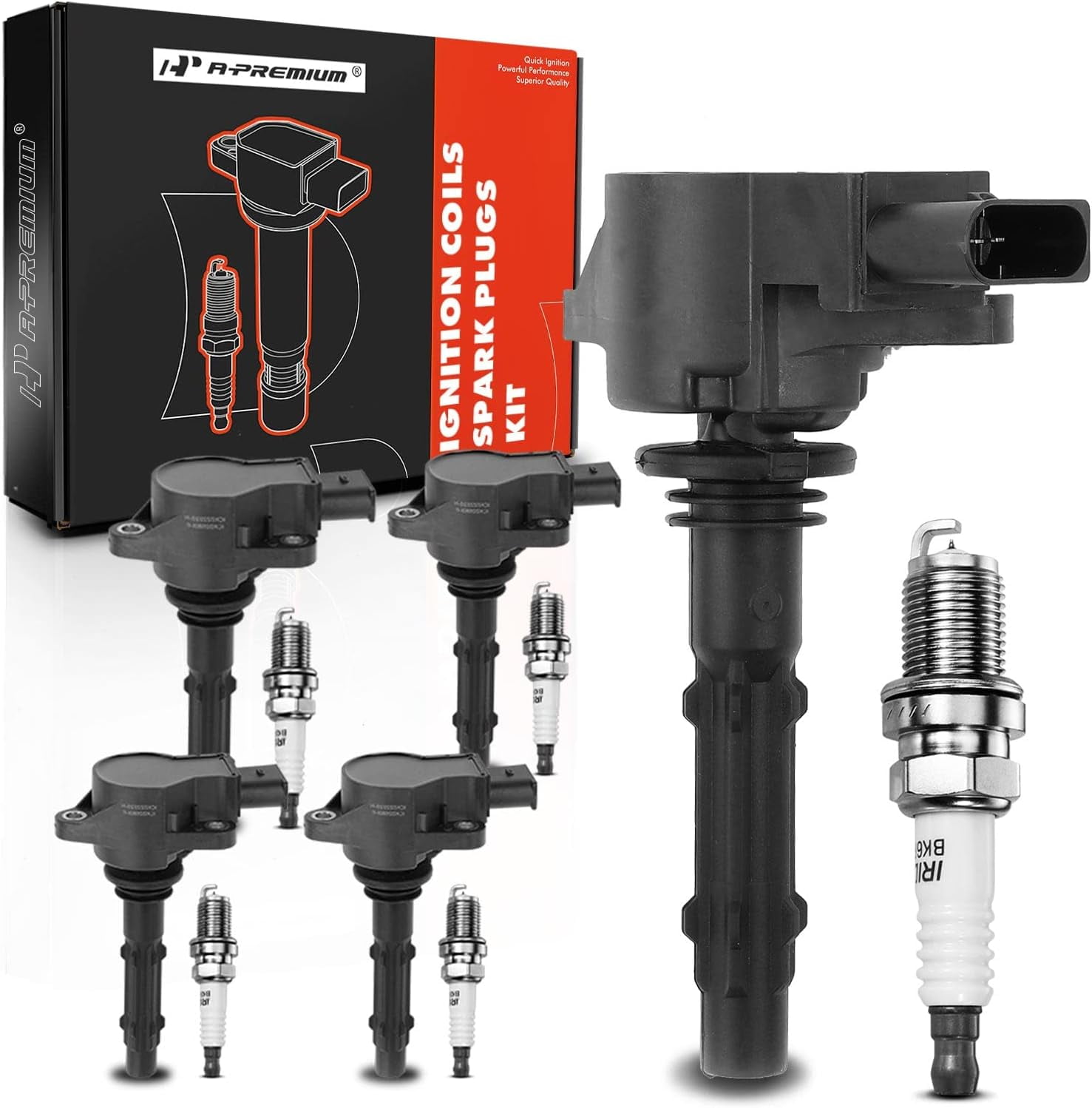 APremium Set of 6 Ignition Coil Pack and Iridium Spark Plugs