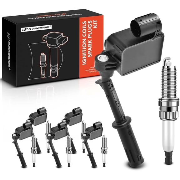 A-Premium Ignition Coil Pack and Iridium Spark Plugs Compatible with Mercedes-Benz ML350 2012 2013 2014 2015, 3.5L, Set of 6