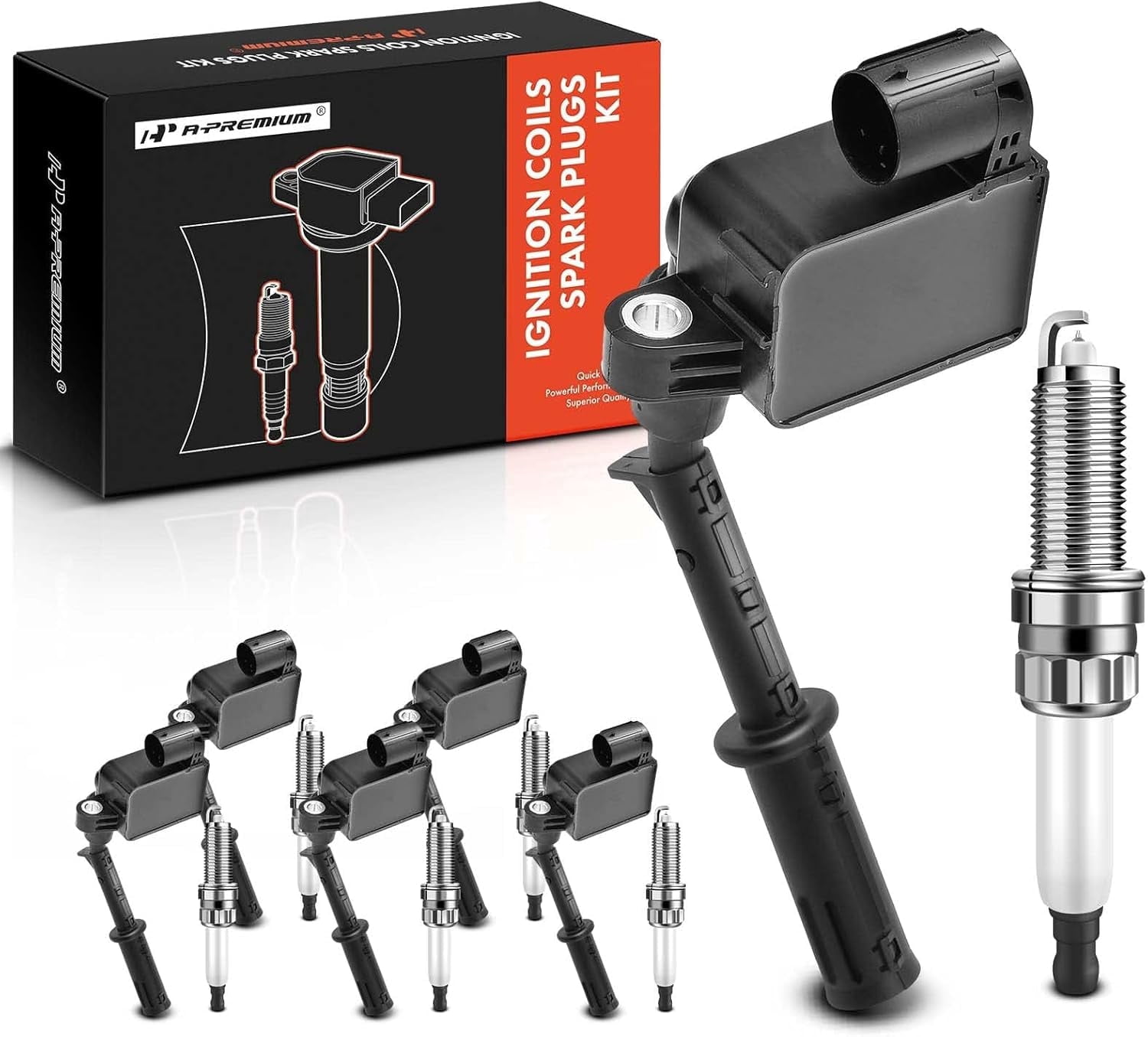 A-Premium Set of 6 Ignition Coil Pack and Iridium Spark Plugs Compatible with Mercedes-Benz ML350 2012 2013 2014 2015, 3.5L, Replace# A2769060501, A1579060000