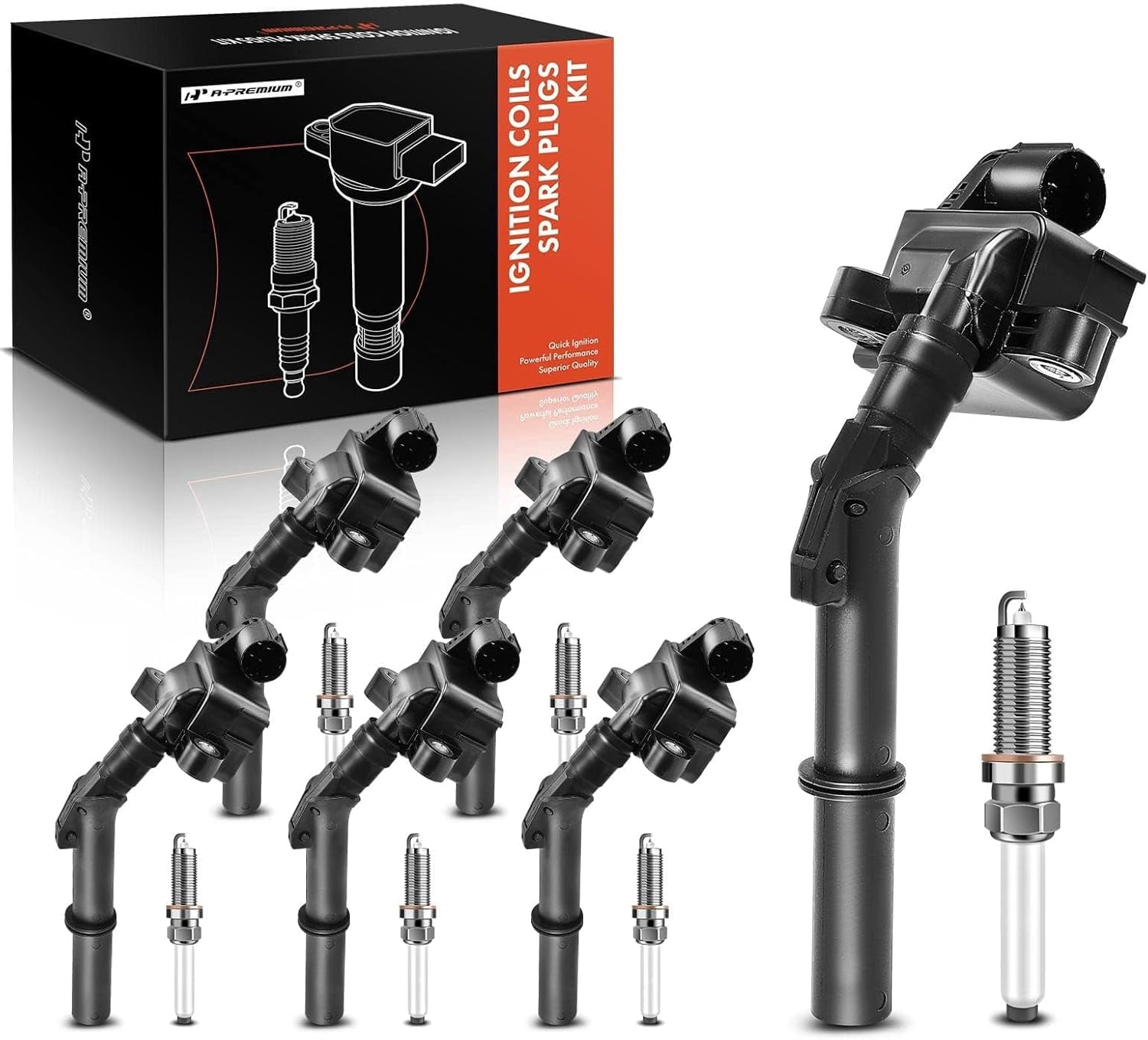 A-Premium Set of 6 Ignition Coil Pack and Iridium Spark Plugs Compatible with Mercedes-Benz W212 Series E300 2015-2016, W212/S212 Series E350 2014-2016, W212 Series E400 2014, 3.5L, Replace# NGK95875