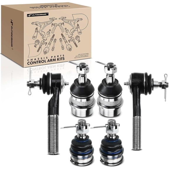 A-Premium Set of 6, Upper Lower Ball Joint, Steering Tie Rod End, Compatible with Jeep Cherokee 1991-2001, Comanche 1991-1992, Grand Cherokee 1993-1998, TJ 1997-2006, Wrangler 1991-2006, 4WD