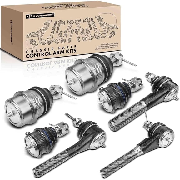 A-Premium Set of 7, Upper Lower Ball Joint, Inner Outer Tie Rod End, Lower Ball Joint, Compatible with Jeep Cherokee 91-01, Comanche 91-92, Grand Cherokee 93-98, TJ 97-06, Wrangler 91-06