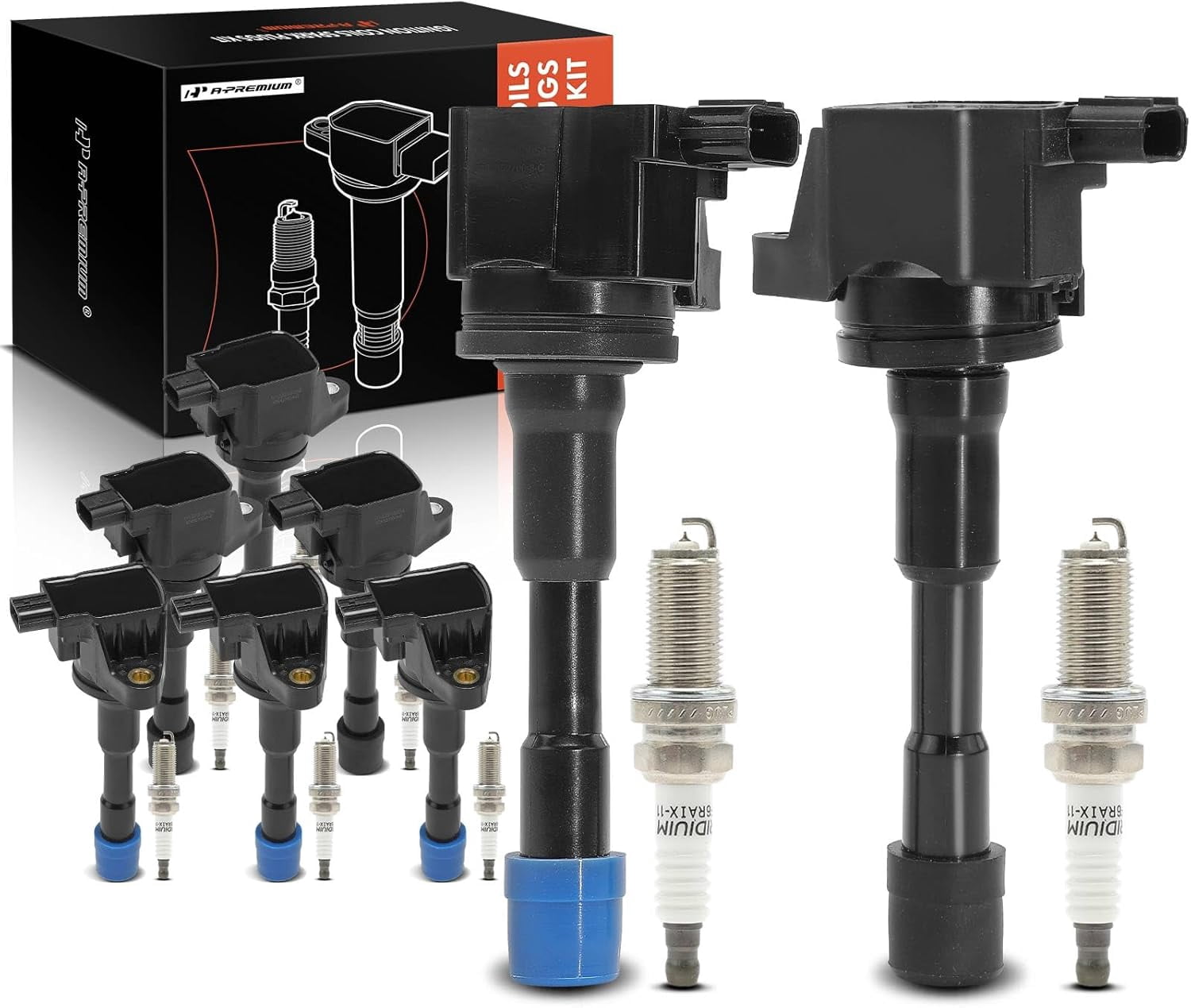 A-Premium Set of 8 Ignition Coil Pack and Iridium Spark Plugs Compatible with Honda Civic 2012-2015 1.5L, Insight 2010-2014 1.3L & Acura ILX 2013-2015 1.5L, Replace# 30520RBJ003, 30520RBJS01