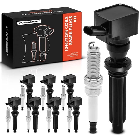 A-Premium Set of 8 Ignition Coil Pack and Iridium Spark Plugs Compatible with Land Rover Range Rover 2018-2020, Range Rover Sport 2018, 5.0L, Replace# NGK93476, DX2312A366AC