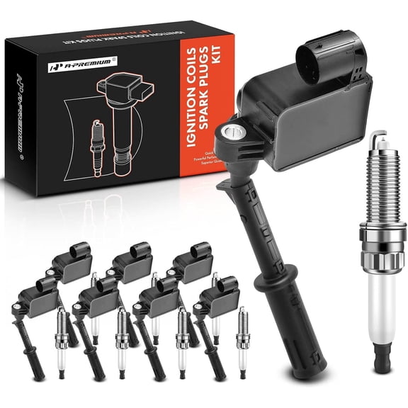 A-Premium Set of 8 Ignition Coil Pack and Iridium Spark Plugs Compatible with Mercedes-Benz G50 2013-2014, GL550 2013-2016, GLS550, G3 AMG, GLE63 AMG, GLE63 AMG S, GLS63 AMG, ML550, M3 AMG