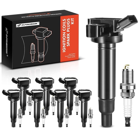 A-Premium Set of 8 Ignition Coil Pack and Iridium Spark Plugs Compatible with Toyota Tundra 2000-2009, 4Runner 2003-2009 & Lexus GS430 2001-2007, V8 4.3L 4.7L