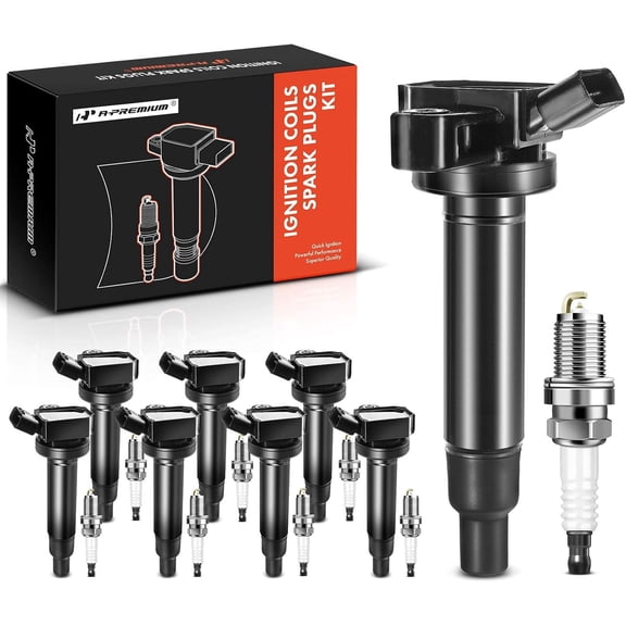 A-Premium Set of 8 Ignition Coil Pack and Iridium Spark Plugs Compatible with Toyota Tundra 2000-2009, 4Runner 2003-2009 & Lexus GS430 2001-2007, V8 4.3L 4.7L
