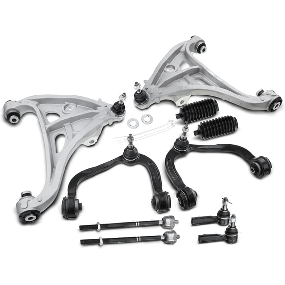 A-Premium Set of 10, Upper Lower Control Arm, Inner Outer Tie Rod End, Rack Pinion Boot, Compatible with Ford F-150 2004 2005 2006, 4WD Only