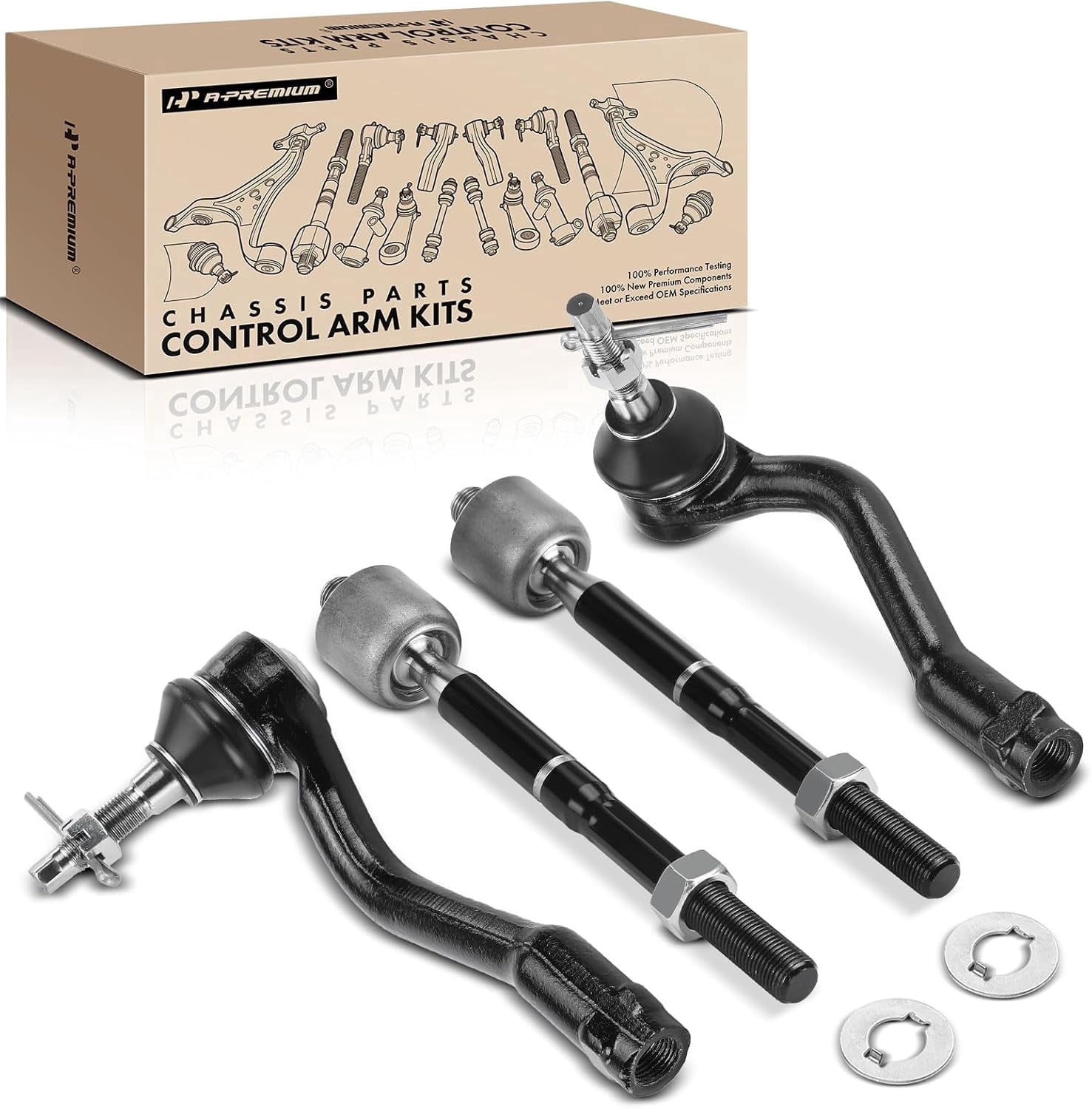 A-Premium Set of 4, Front Inner Outer Tie Rod End Kit, Compatible with Hyundai Sonata 2016-2017 & Kia Optima 2016-2018