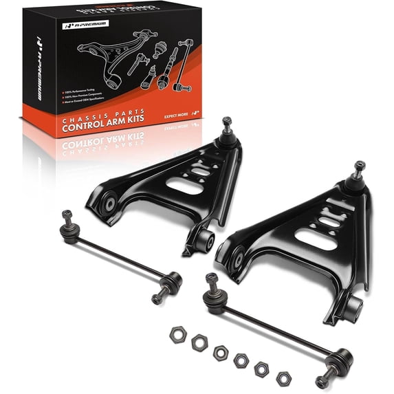 A-Premium Set of 4, Front Lower Control Arm, Sway Bar Link, Compatible with Smart Fortwo 2008-2016