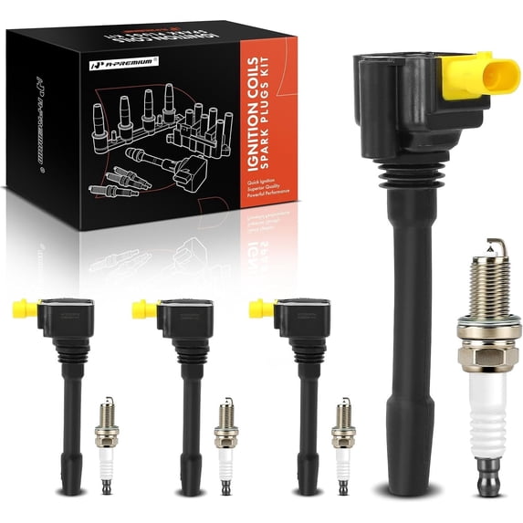 A-Premium Set of 4 Ignition Coil Pack and Iridium Spark Plugs Compatible with Fiat 124 Spider 2017 2018 2019 2020 1.4L Turbocharged