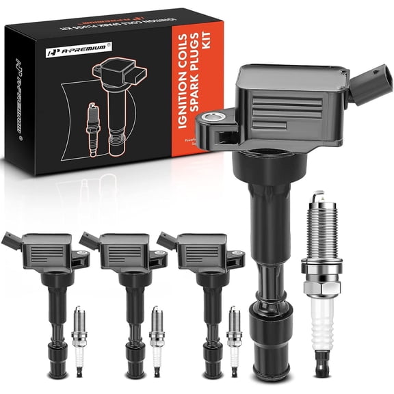 A-Premium Set of 4 Ignition Coil Pack and Iridium Spark Plugs | Compatible with Hyundai Elantra 2015 & Kia Forte Koup 2017, 2.0L