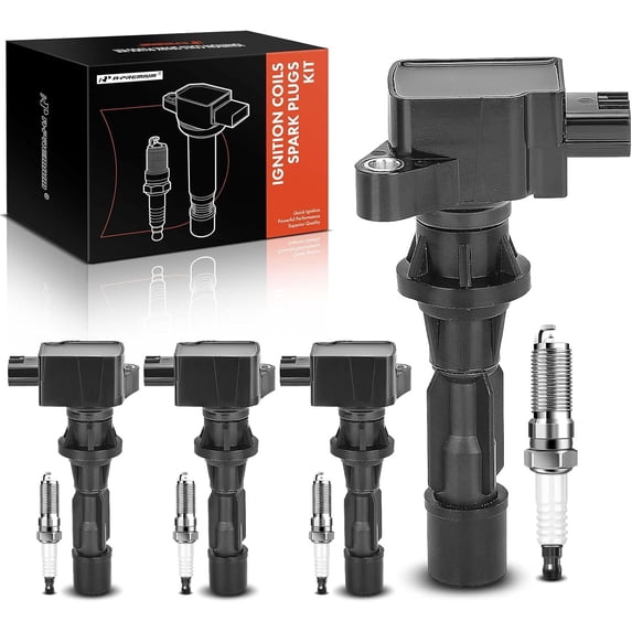 A-Premium Set of 4 Ignition Coil Pack and Iridium Spark Plugs Compatible with Mazda 3 2006-2013, 6 2006-2013, CX-7 2010-2012, 2.0L 2.3L 2.5L