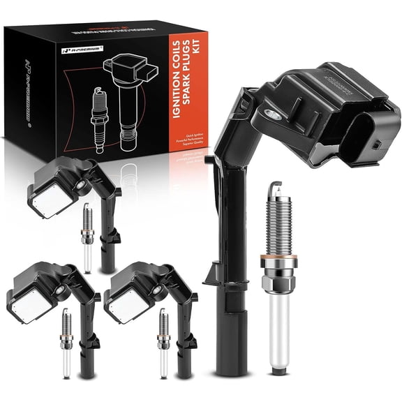 A-Premium Set of 4 Ignition Coil Pack and Iridium Spark Plugs Compatible with Mercedes-Benz C300, E300, Sprinter, GLC300, GLA250, CLA250