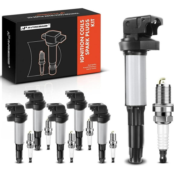 A-Premium Set of 6 Ignition Coil Pack and Iridium Spark Plugs Compatible with BMW 320i 325i 330i, 525i 530i, 760i 760Li, M3 X3 Z3 Z4, 3.0L, 3.2L