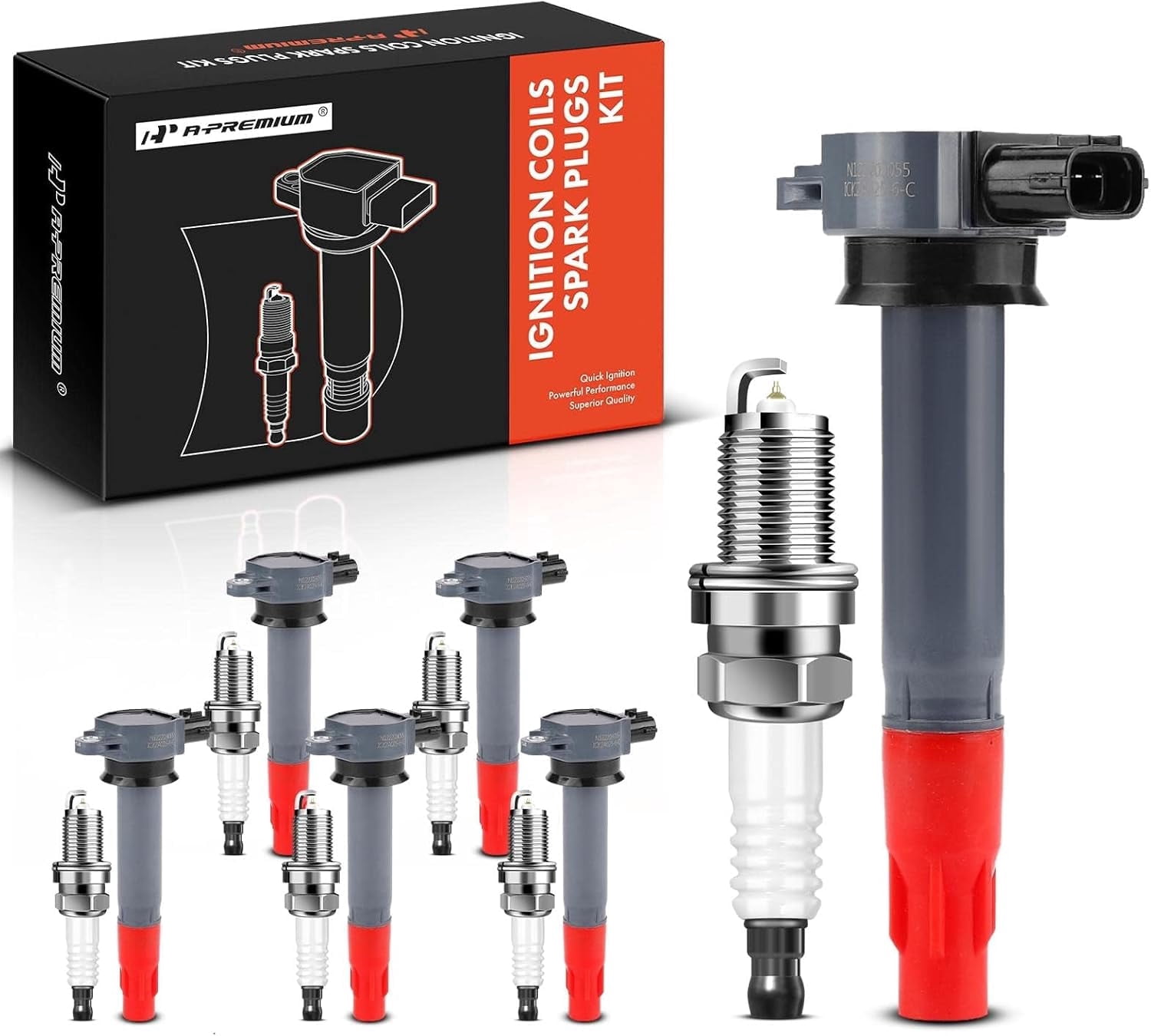 A-Premium Set of 6 Ignition Coil Pack and Iridium Spark Plugs Compatible with Mitsubishi Outlander 2007-2013 3.0L, Replace# 1832A025