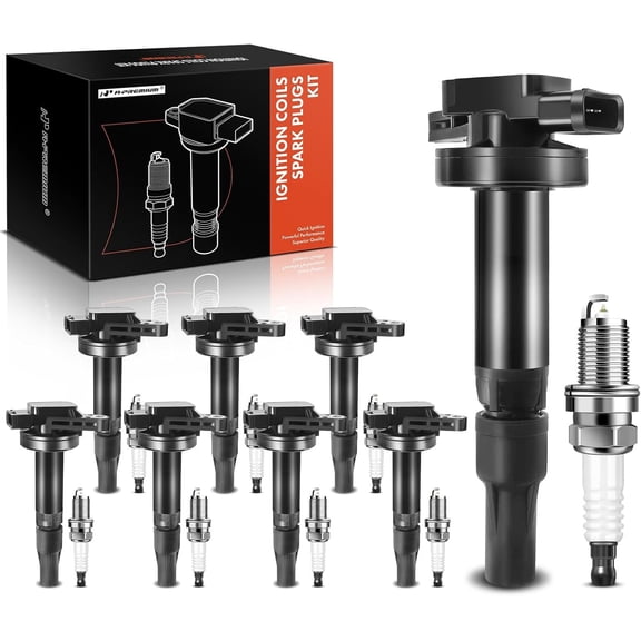 A-Premium Set of 8 Ignition Coil Pack and Iridium Spark Plugs Compatible with Land Rover Range Rover 2006-2009 LR3 Jaguar XF XJ8 XJR XK XK8 XKR