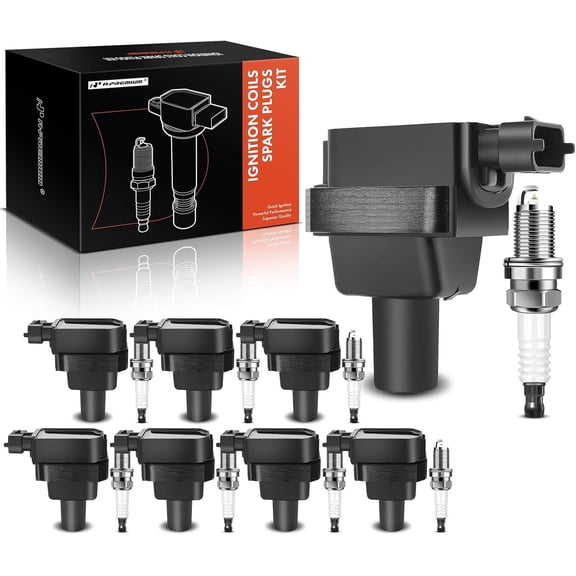 A-Premium Set of 8 Ignition Coil Pack and Iridium Spark Plugs Compatible with Mercedes-Benz W210 E420 W140 S420 C140 S500 R129 SL500