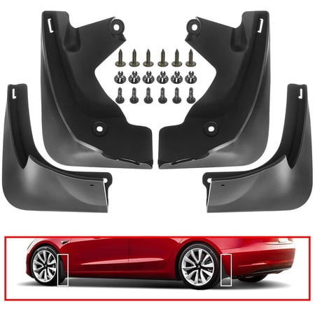 A-Premium Splash Guards Mud Flaps Mudguards Fender Compatible with Tesla Model 3 2016 2017 2018 2019 2020 2021 Front and Rear 4-PC Set