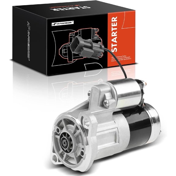 A-Premium Starter Motor Compatible with Nissan Pathfinder 1987 1988, Pickup 1995 1998 1999, Van 1987 1988, D21 1988-1994, L4 2.4L, 12V 1.4KW 9 Teeth Clockwise, Replace# 23300-86G10, 410-48018