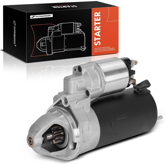 A-Premium Starter Motor Compatible with BMW 745i 2002-2003, 745Li 2002-2003, 4.4L, 12V 1.8KW 9-Teeth Clockwise, Replace# 12417508634, 12417508636