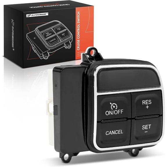 A-Premium Steering Wheel Mounted Cruise Control Switch Buttons Compatible with Ram 1500, 2500, 3500 & Jeep Wrangler, Wrangler JK, Compass & Dodge Grand Caravan, Durango & Chrysler Town & Country, 200