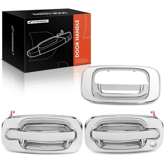 A-Premium Tailgate Handle Bezel & Exterior Door Handles Compatible with Chevrolet Silverado 1500 2500 1999-2006, Silverado 3500 2001-2006 & GMC Sierra 1500 2500 3500, Pack of 3, Front and Tailgate