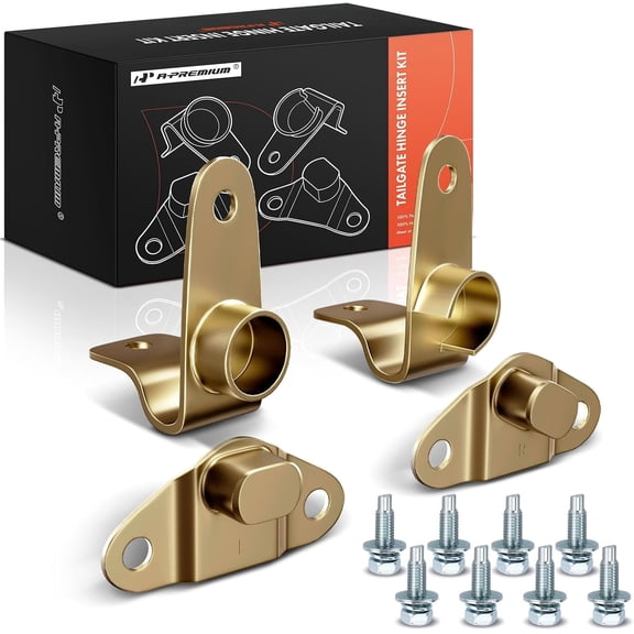 A-Premium Tailgate Hinge Insert Kit Compatible with - 1999-2007 Chevy Silverado GMC Sierra 1500 2500 3500 - w/ 8 Bolts, 4PC-Set; Left & Right, Bed & Gate