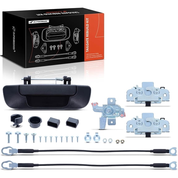 A-Premium Tailgate Rebuild Kit Compatible with Dodge Ram 1500 2003-2005, Ram 2500 2005-2009, Ram 3500 2006-2009, Rear Tailgate Parts Plastic Handle Latch Cable Hinge Bushing Bumper Bolts (Pack of 28)