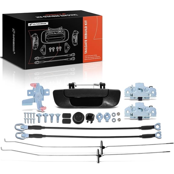 A-Premium Tailgate Rebuild Kit Compatible with Dodge Ram 1500 2003-2008, Ram 2500 2005-2009, Ram 3500 2006-2009, Rear Tailgate Parts Metal Handle Bezel Latch Hinge Cable Bushing Bolts (Pack of 30)