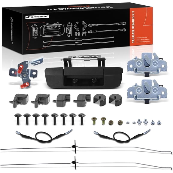 A-Premium Tailgate Rebuild Kit Compatible with Dodge Ram 1500 2009, Rear Tailgate Parts Plastic Handle Bezel Latch Rod Cable Bushing Hinge Bracket Bumper Bolts (Pack of 32)