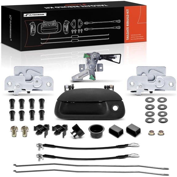 A-Premium Tailgate Rebuild Kit Compatible with Ford F-150 1997-2003, F-250 F-350 Super duty 1999-2007, Rear Tailgate Parts Plastic Handle Latch Rod Bracket Cables Clips Bushing Bolts (Pack of 34)