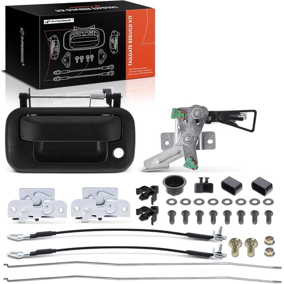 A-Premium Tailgate Rebuild Kit Compatible with Ford F-150 2004-2008 & Lincoln Mark LT 2006-2008, Rear Tailgate Parts Metal Handle Bezel Latch Bracket Rod Clips Cable Bushing Hinge Bolts (Pack of 34)