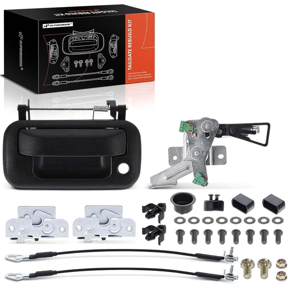 A-Premium Tailgate Rebuild Kit Compatible with Ford F-150 2004-2014 & Lincoln Mark LT 2006-2008, Rear Tailgate Parts Plastic Handle Bezel Latch Cable Bushing Hinge Bolts (Pack of 32)