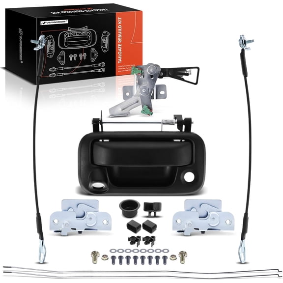 A-Premium Tailgate Rebuild Kit Compatible with Ford F-150 2009-2014, Rear Tailgate Parts Plastic Handle Bezel Latch Bracket Rod Clips Cable Bushing Hinge Bolts (Pack of 34)