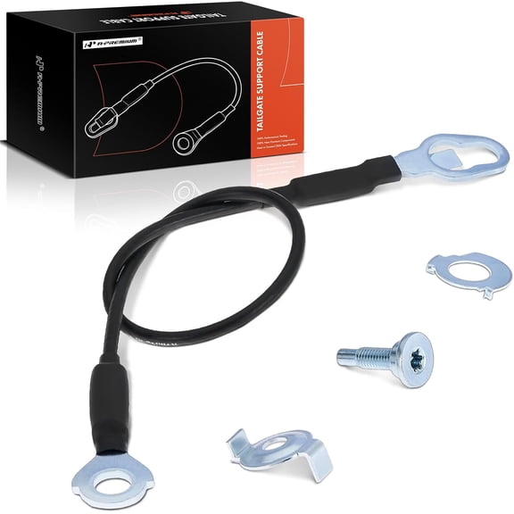 A-Premium Tailgate Support Cable - Compatible with Ford F-150 2004-2014 & Lincoln Mark LT 2006-2008 - Rear Driver or Passenger Side, 23-1/2"(Long), Metal, w/Bolts - # 4L3Z5443052AA, 4L3Z5443053AA