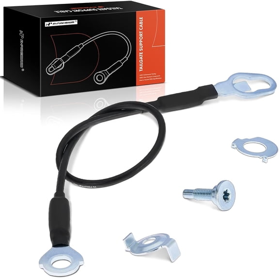 A-Premium Tailgate Support Cable - Compatible with Ford F-150 2004-2014 & Lincoln Mark LT 2006-2008 - Rear Driver or Passenger Side, 23-1/2"(Long), Metal, w/Bolts - # 4L3Z5443052AA, 4L3Z5443053AA