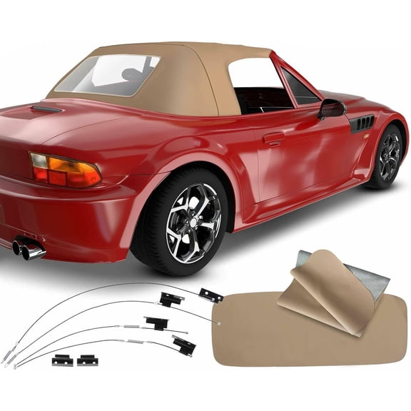 A-Premium Tan Convertible Soft Top with Plastic Window Compatible with BMW E36 Series Z3 1996 1997 1998 1999 2000 2001 2002 Convertible 25656165