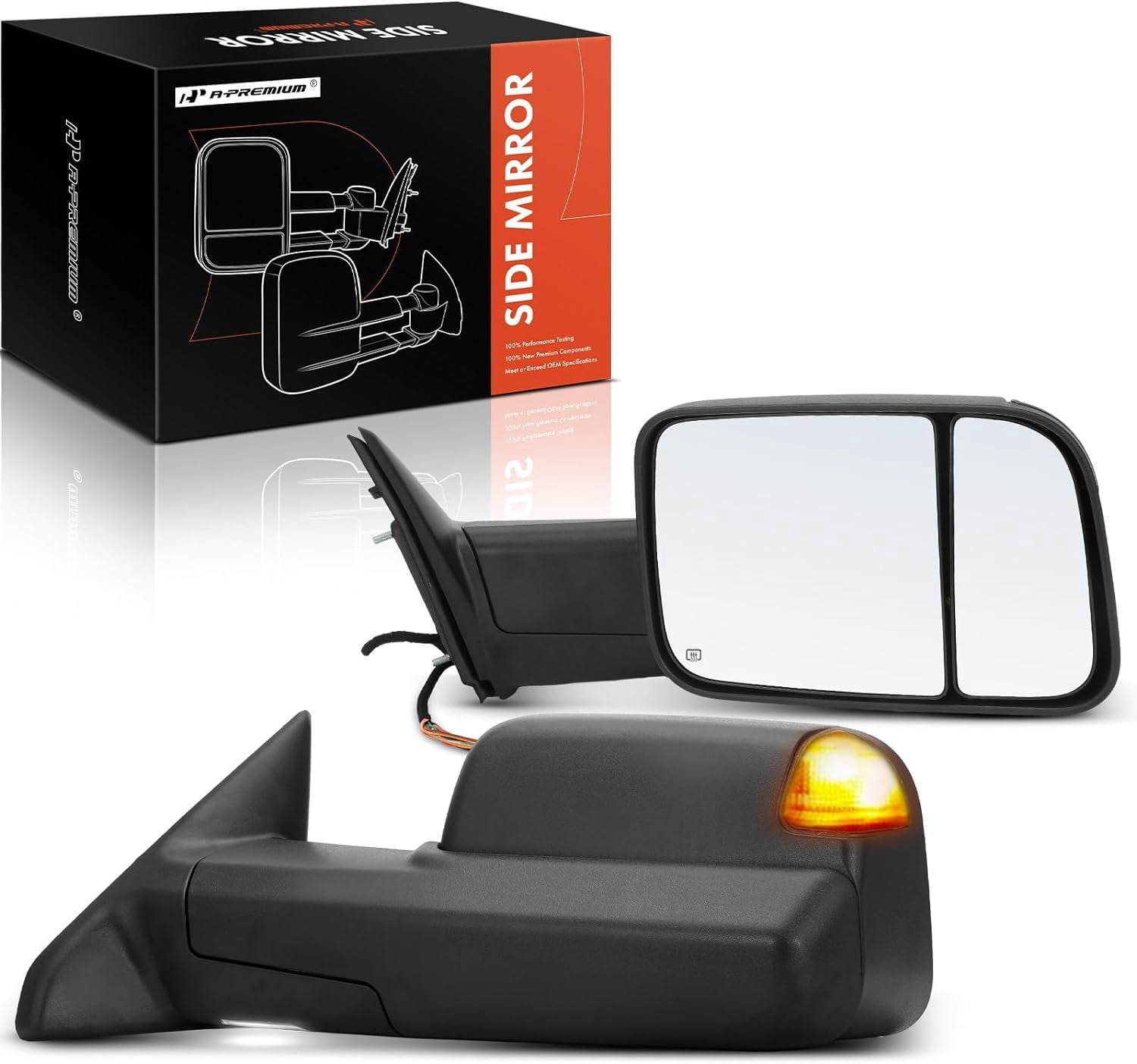 Dodge Ram Towing Mirrors Power Folding Towing Mirrors For 2009-2018 Dodge Ram 1500/2500/3500 | Heated LED Turn Signal Replacement Mirrors Pair Dodge Ram Power Folding Mirrors Heated Led
