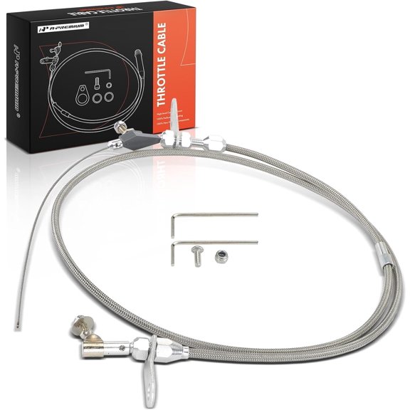 A-Premium Transmission Kick Down Cable Kit - Compatible with Chrysler, Dodge, Plymouth 904 Transmissions - Braided Stainless Steel Transmission Detent Kickdown Trans Wiring Kit