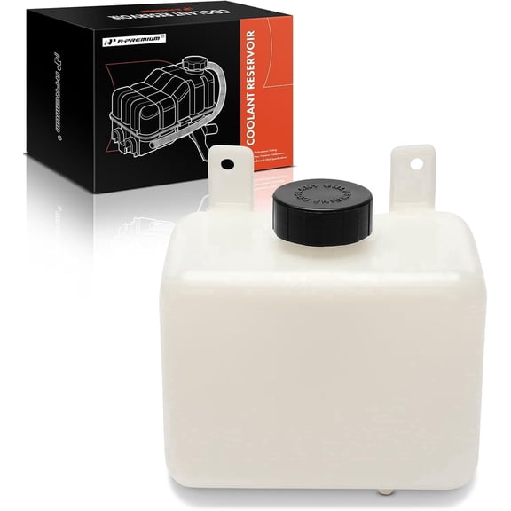 A-Premium - Universal Coolant Reservoir Tank Bottle with Cap - Universal fits, Universal White Coolant Overflow Tank/Expansion Tank - (7.64 in x 4.13 in x 6.54 in)